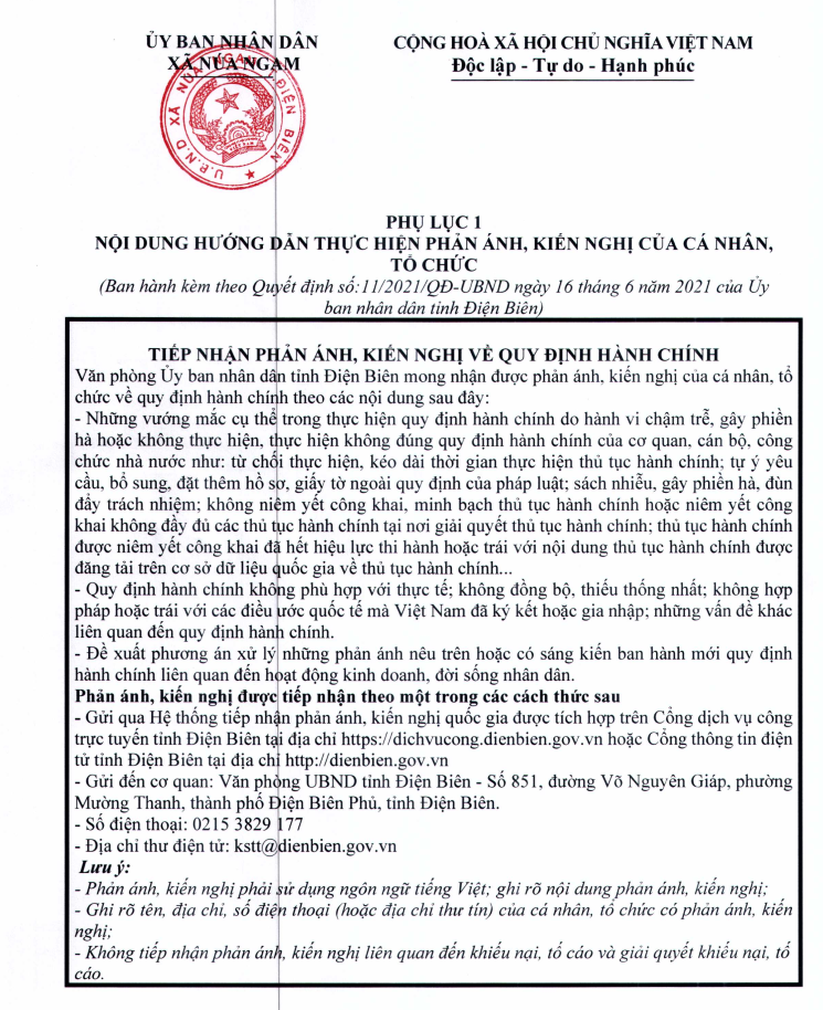 Công khai địa chỉ tiếp nhận, phản ánh kiến nghị về quy định hành chính